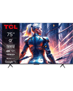  تلفزيون تي سي ال ذكي 75 بوصة QLED-4K 144Hz جيم ماستر برو DLG 240Hz نظام صوتي Onkyo دولبي نظام جوجل تي في , 75T8B